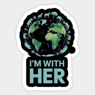 I'm With Here Happy Earth Day Sticker